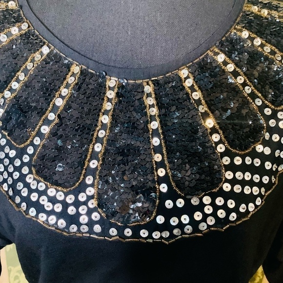 Vintage Black Western Connection Top With Black and Gold Sequin Size Small - Picture 2 of 4